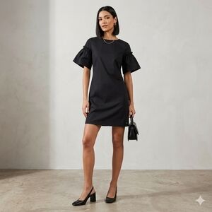 Elegant Black Ruffle Sleeve Dress